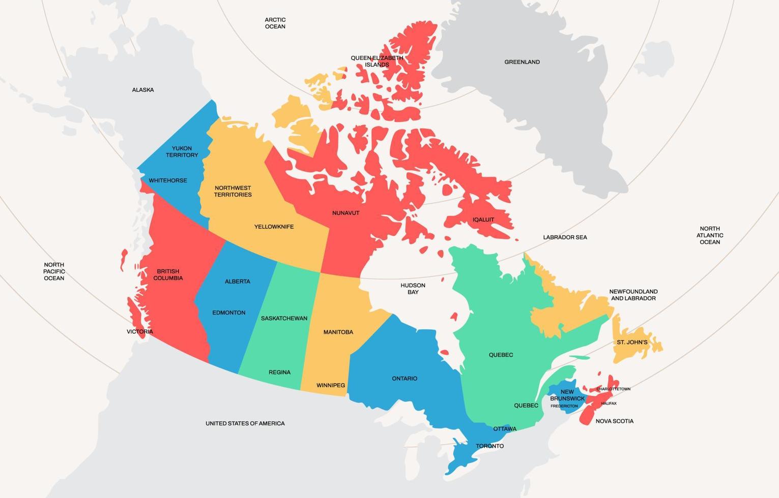 Canada nazione carta geografica con città nomi vettore