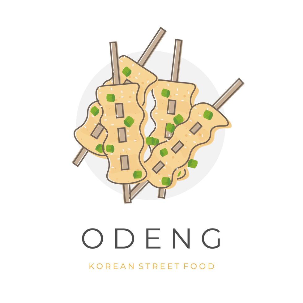 coreano strada cibo eomuk odeng cartone animato vettore illustrazione logo