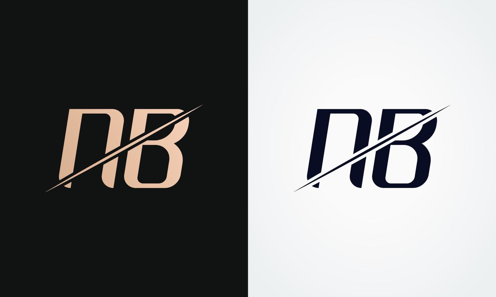 nb lettera logo design vettore modello. oro e nero lettera nb logo design