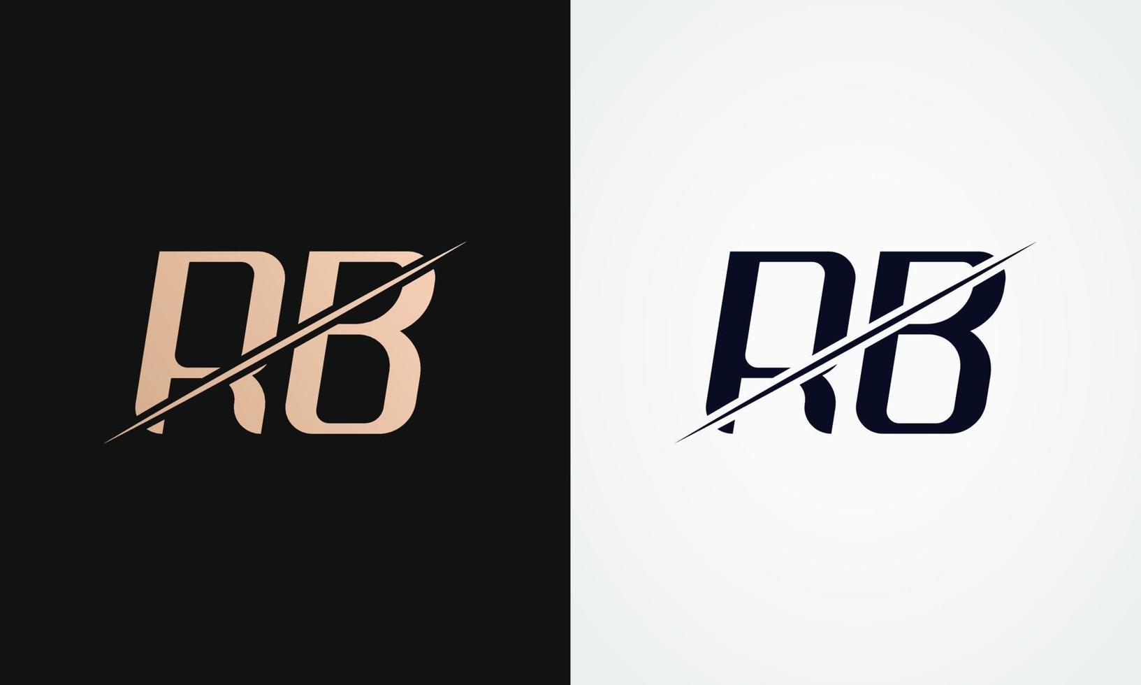 rb lettera logo design vettore modello. oro e nero lettera rb logo design