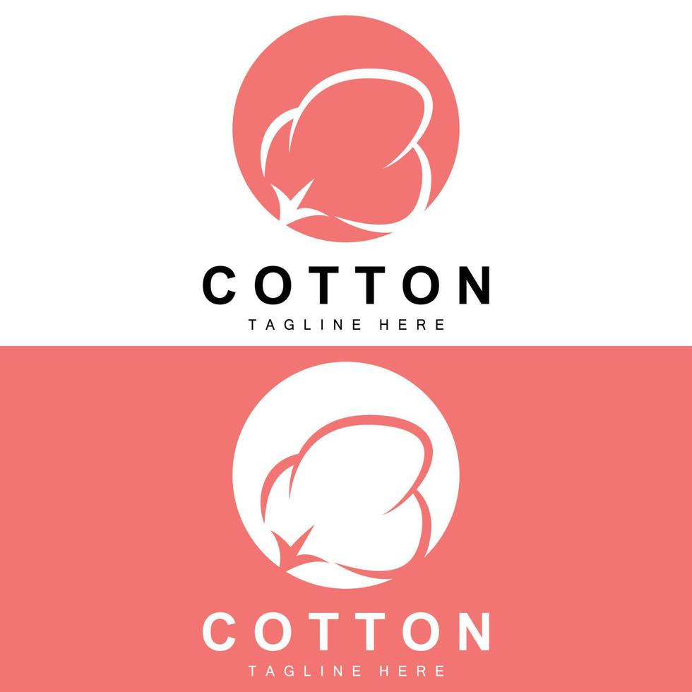 cotone logo, morbido cotone fiore design vettore naturale biologico impianti abbigliamento materiale e bellezza tessile