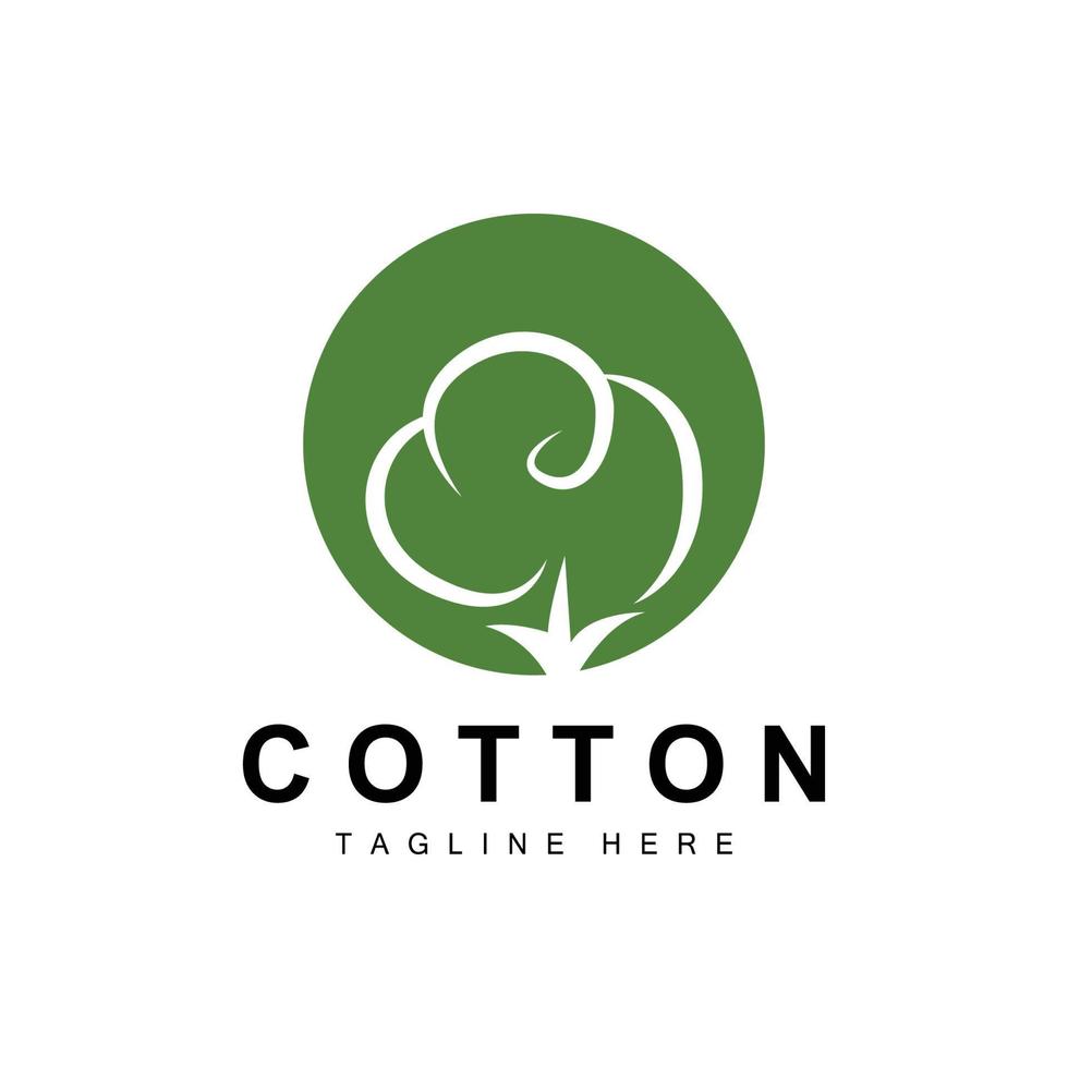 cotone logo, morbido cotone fiore design vettore naturale biologico impianti abbigliamento materiale e bellezza tessile