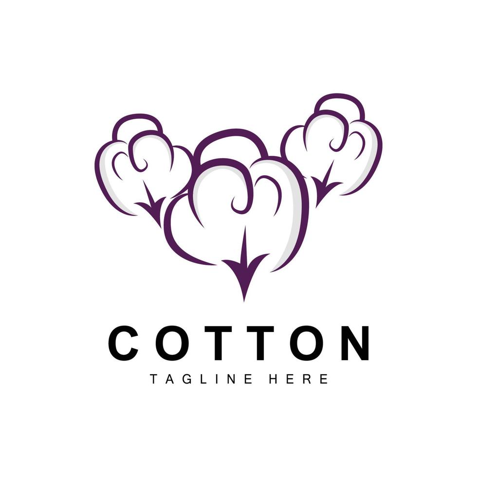 cotone logo, morbido cotone fiore design vettore naturale biologico impianti abbigliamento materiale e bellezza tessile