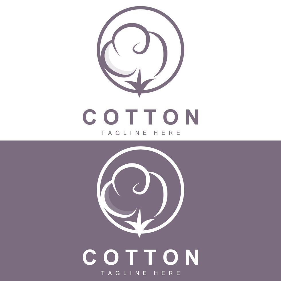 cotone logo, morbido cotone fiore design vettore naturale biologico impianti abbigliamento materiale e bellezza tessile