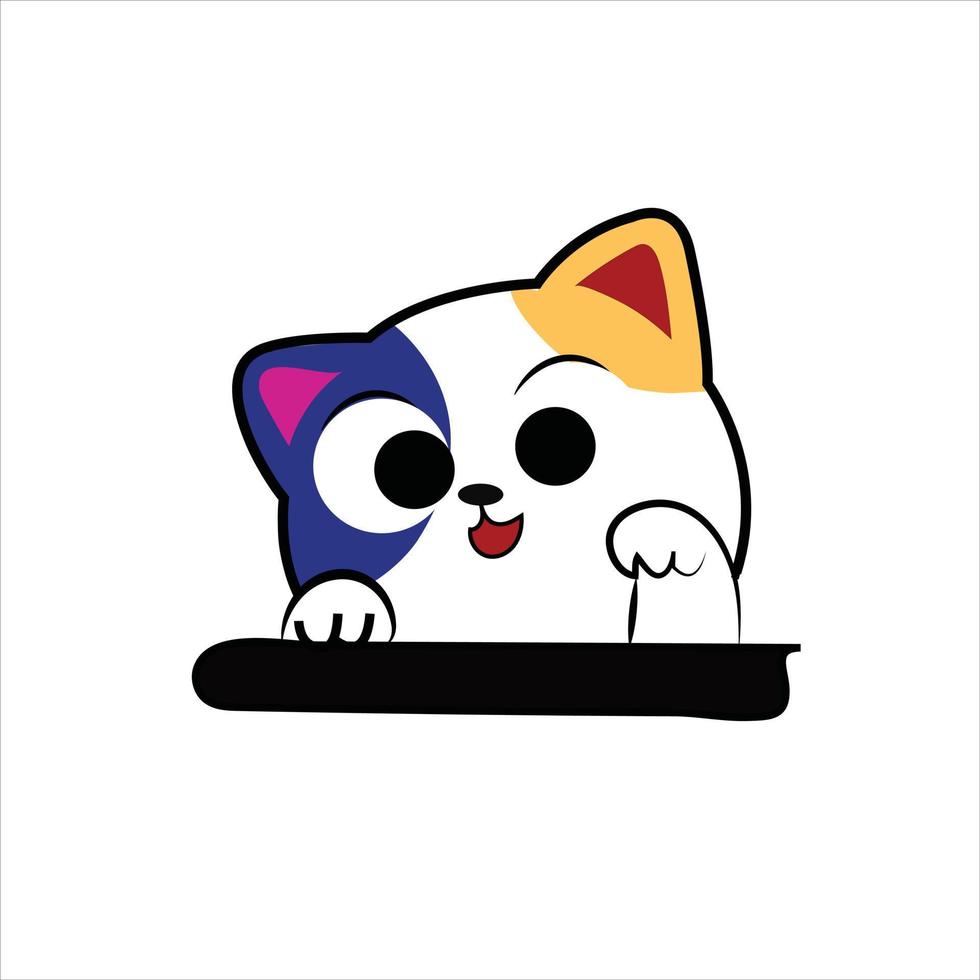 carino gatto cartone animato, vettore illustrazione.colorazione pagina per bambini.