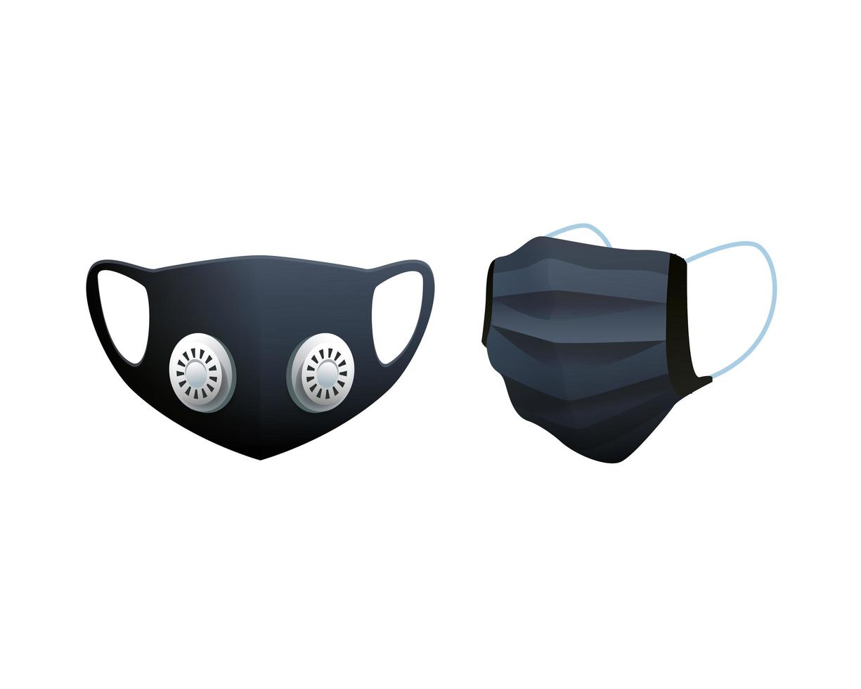 accessori di protezione per maschere mediche nere vettore