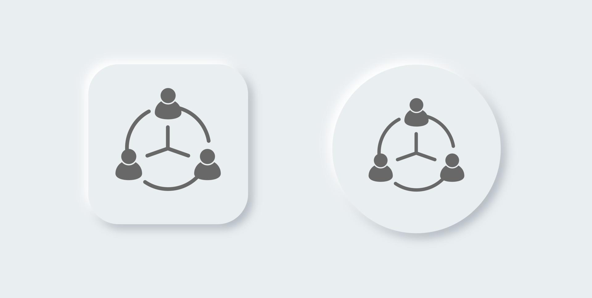 networking solido icona nel neomorfo design stile. relazione segni vettore illustrazione.