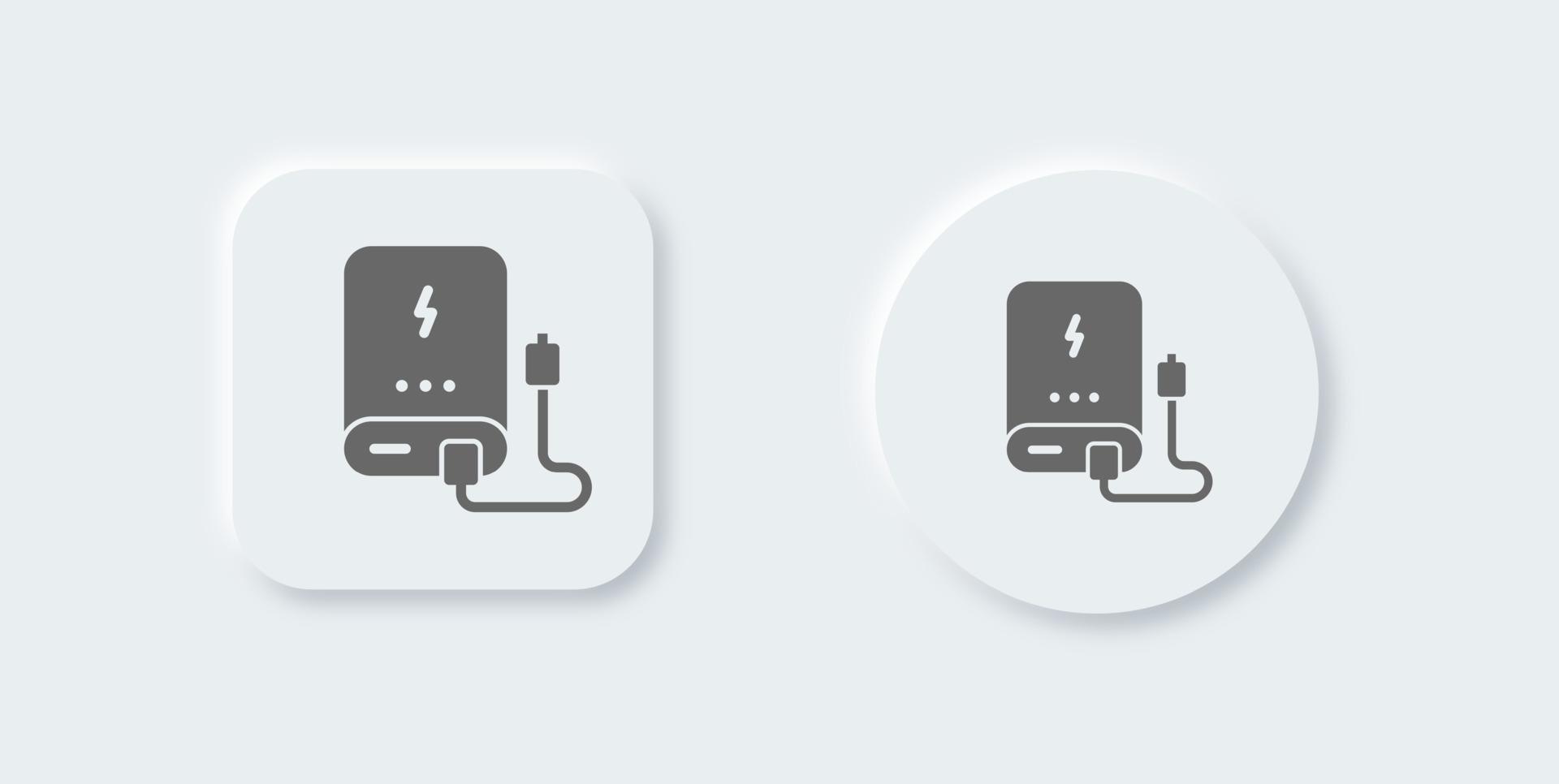accumulatore di energia solido icona nel neomorfo design stile. energia fornitura segni vettore illustrazione.