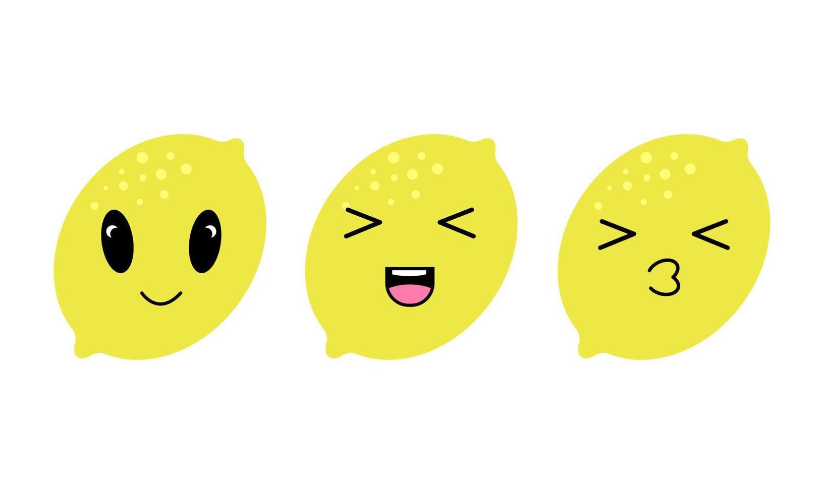 Limone con kawaii occhi. piatto design vettore illustrazione di limoni