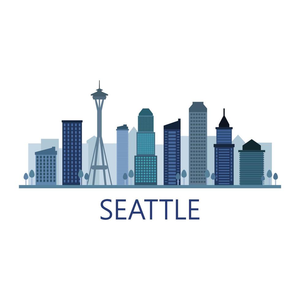 skyline di Seattle su sfondo illustrato vettore