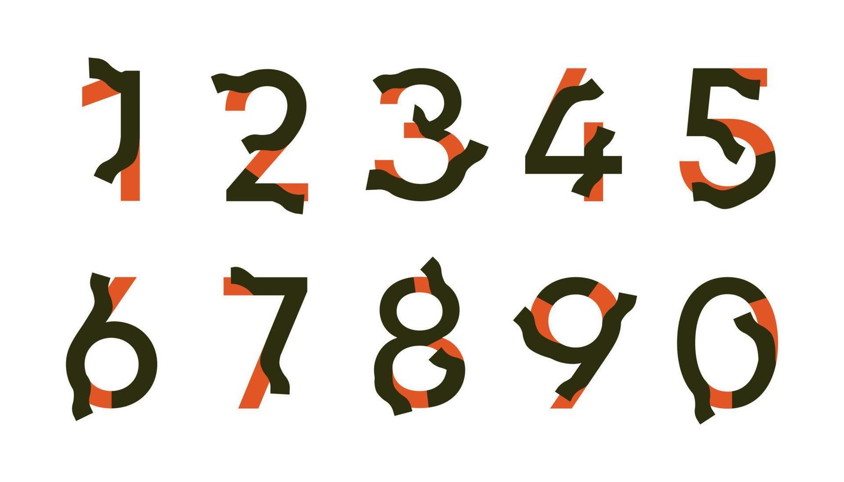 nudo numeri design. latino alfabeto numeri a partire dal 1 per 0. logo, aziendale identità, app, creativo manifesto e di più. vettore