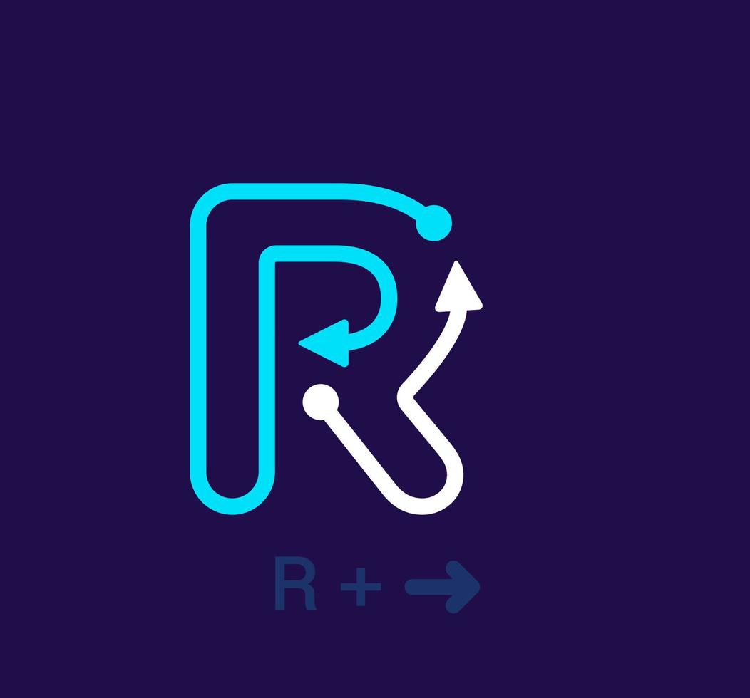 lineare lettera r logo. unico logo. astratto lettera semplice rotante freccia bersaglio icona. aziendale identità vettore eps.