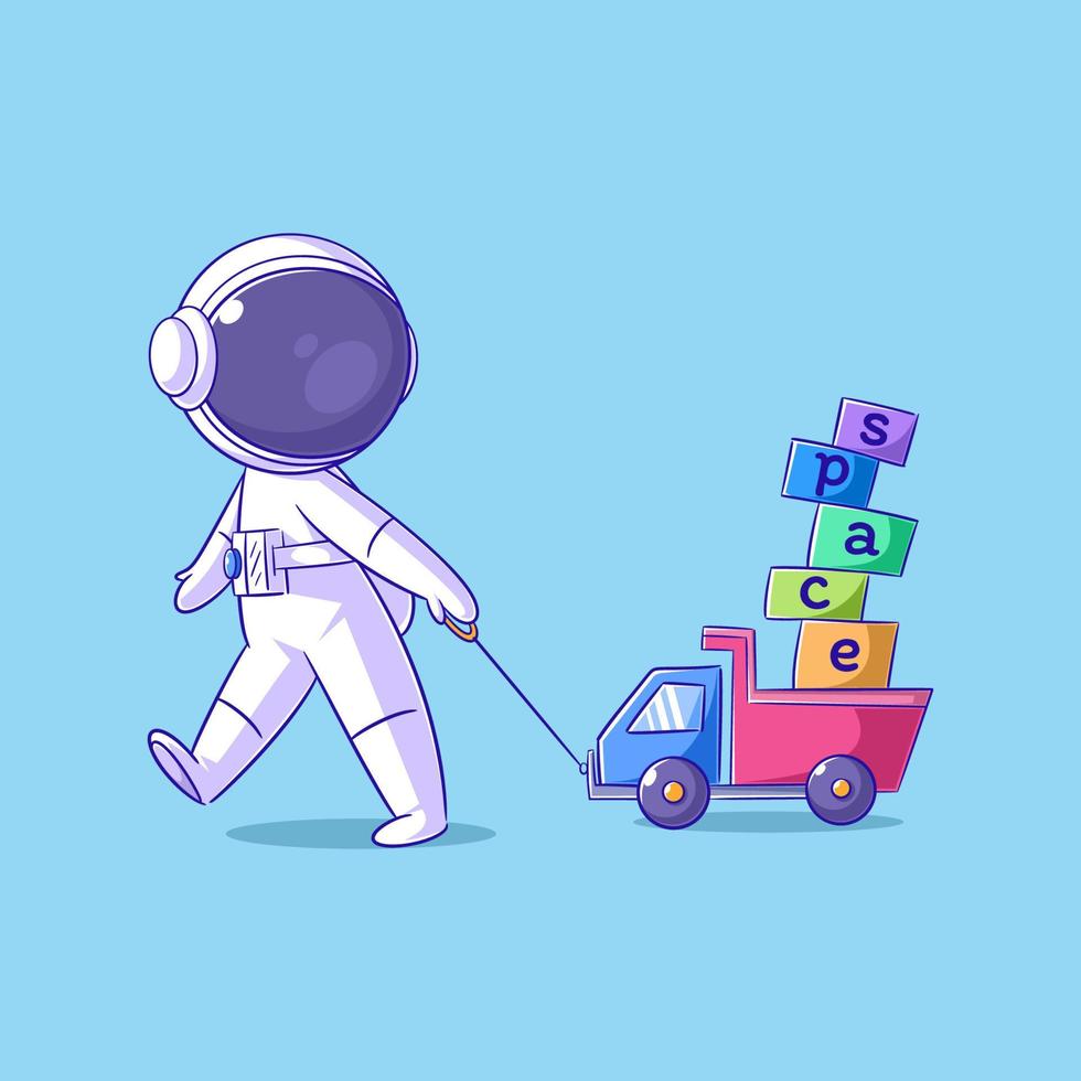 astronauta a piedi traino giocattolo auto vettore