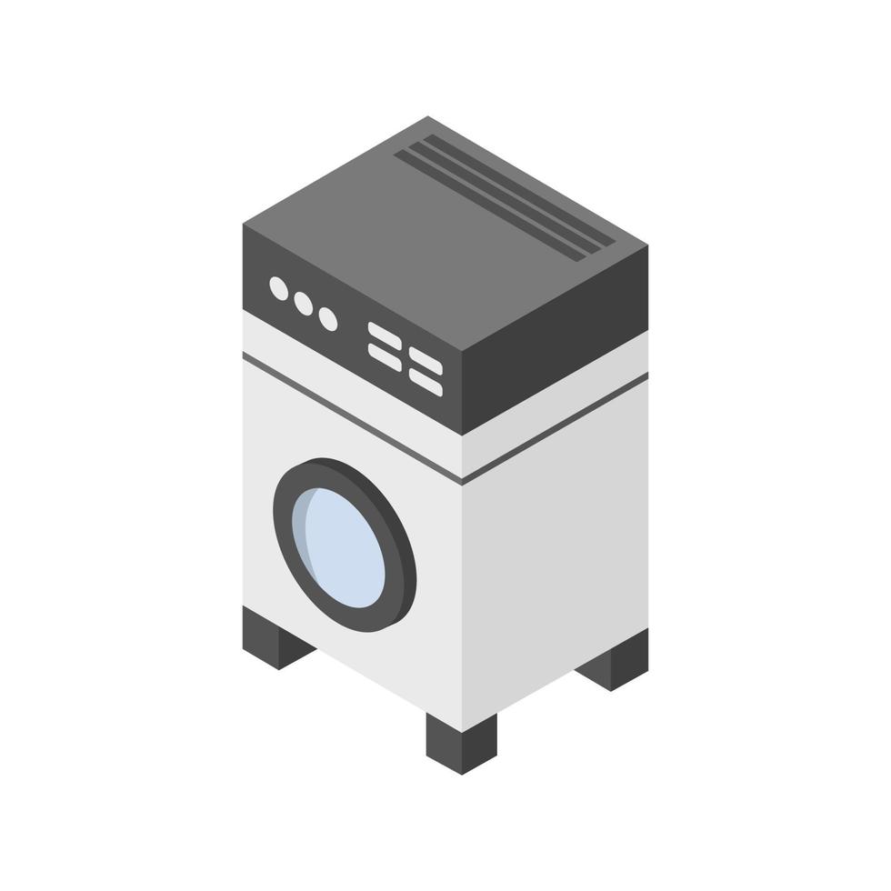lavatrice isometrica illustrata su sfondo bianco vettore