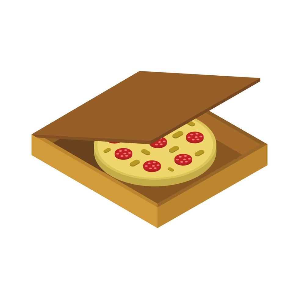 pizza isometrica su sfondo bianco vettore