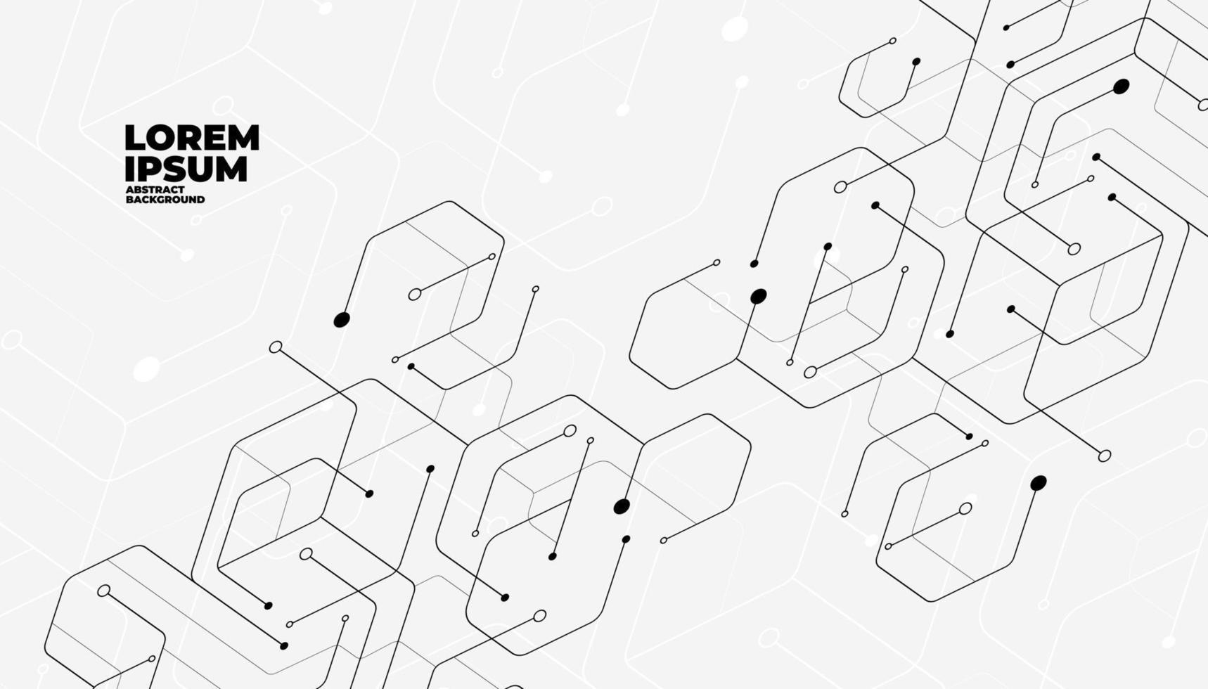 giallo geometrico esagono Linee e puntini connessione bandiera modello. vettore