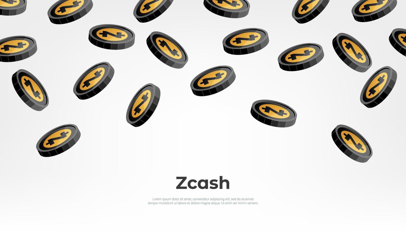 zcash moneta caduta a partire dal il cielo. zec criptovaluta concetto bandiera sfondo. vettore