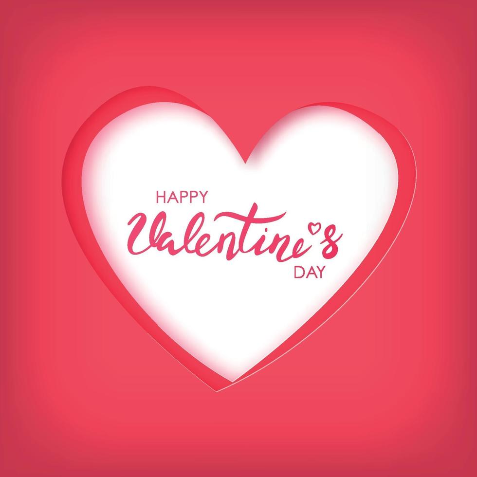 arte di carta di felice giorno di San Valentino su cuore rosso. vettore
