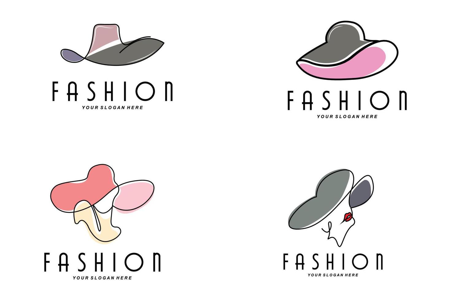 cappello da donna logo design illustrazione moda accessori di bellezza e cura del marchio del prodotto vettore