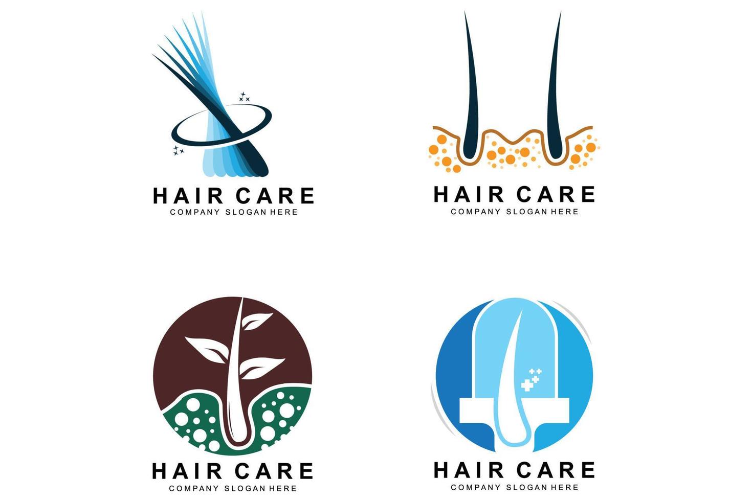 capelli cura logo, cuoio capelluto strato disegno, Salute salone marca illustrazione vettore