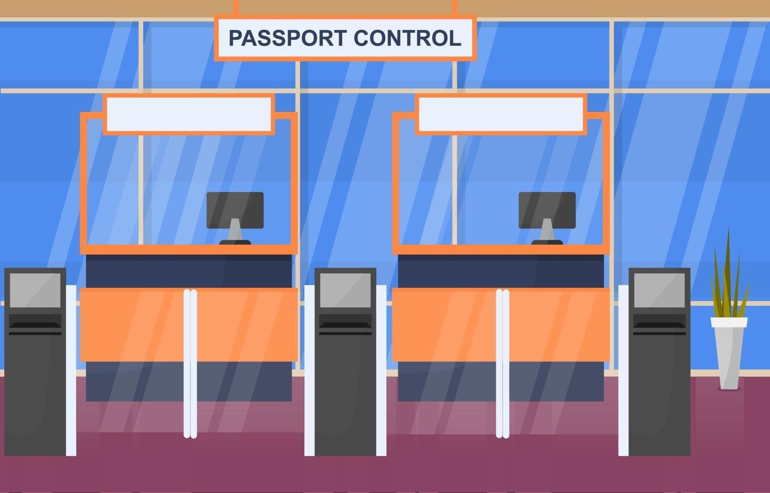 illustrazione piana interna del corridoio di partenza di arrivo del cancello del terminal dell'aeroplano dell'aeroporto vettore