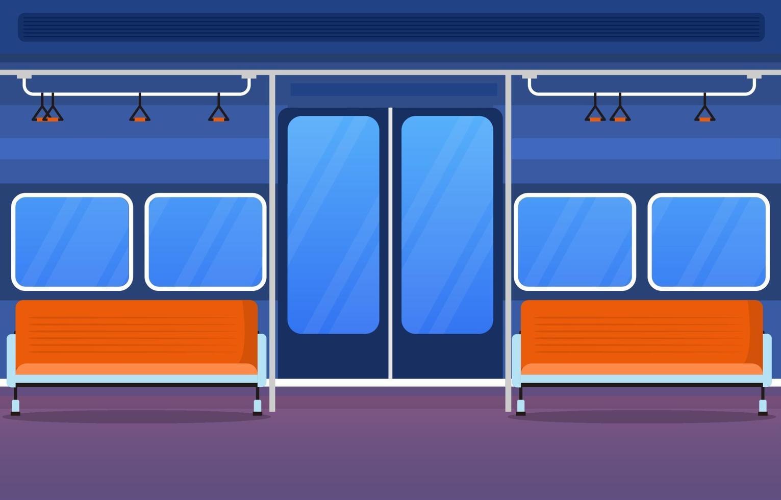 illustrazione piana della porta del treno della metropolitana del pendolare del trasporto pubblico ferroviario vettore