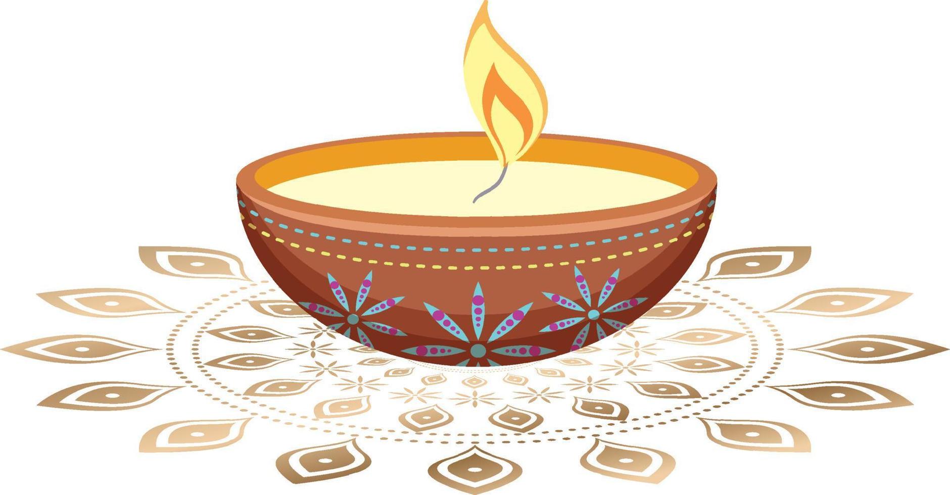 Diwali leggero candela su bianca sfondo vettore