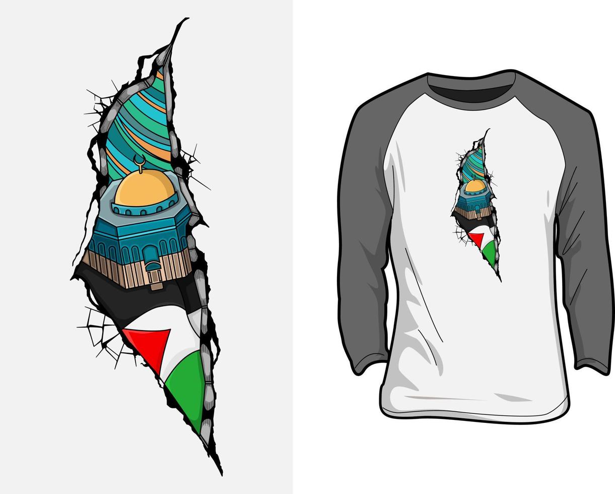 vettore illustrazione di un' design di Palestina. al-aqsa moschea, carta geografica e bandiera di Palestina. adatto per maglietta disegni e il piace.