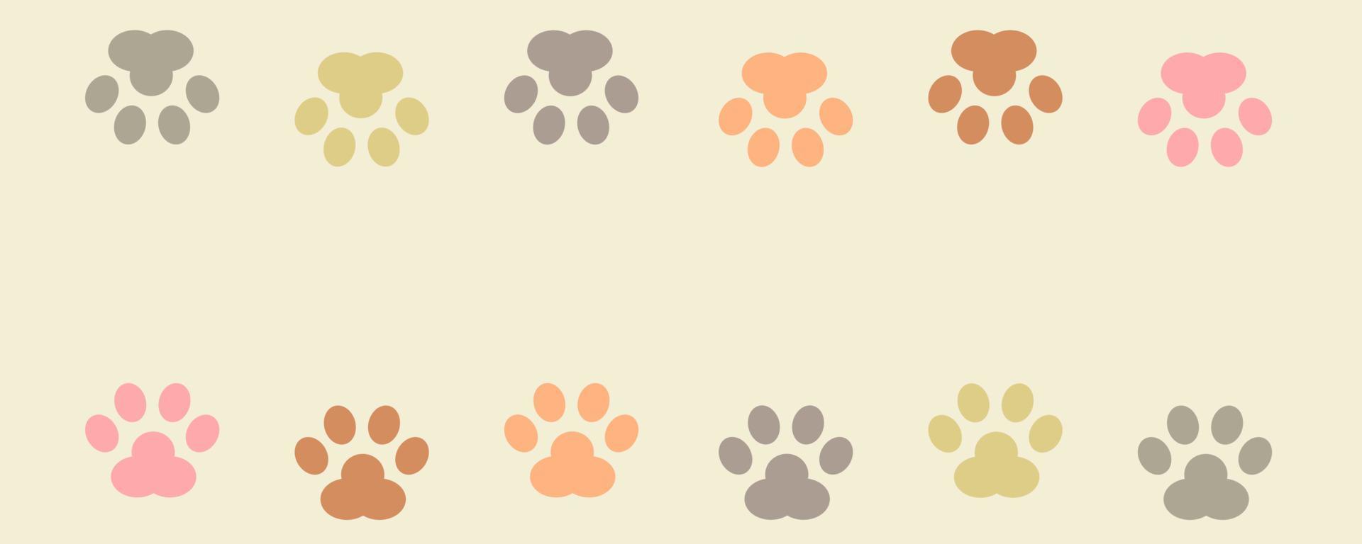 multicolore colorato carino orma di zampe gatto o cane animale domestico piatto vettore icona.