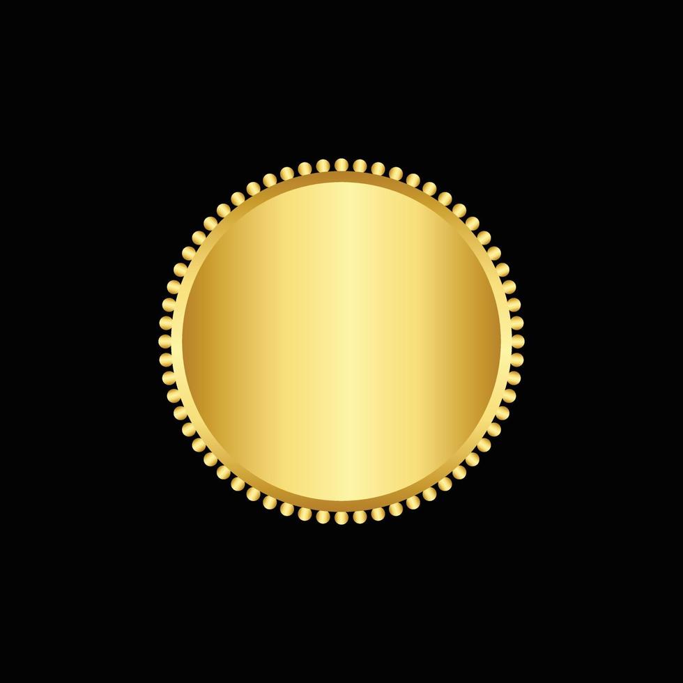 il giro d'oro distintivo isolato su un' nero sfondo, foca francobollo oro lusso elegante bandiera con, vettore illustrazione certificato oro Foglio foca o medaglia isolato.