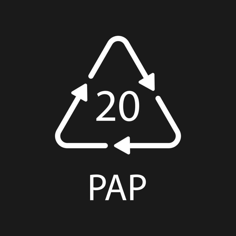 simbolo di riciclaggio della carta pap 20. illustrazione vettoriale