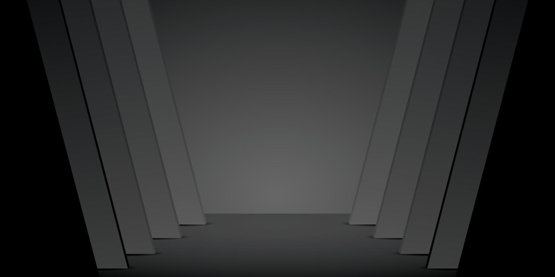 moderno diagonale linea struttura con nero parete e pavimento grafico 3d illustrazione sfondo per mettendo il tuo oggetto vettore