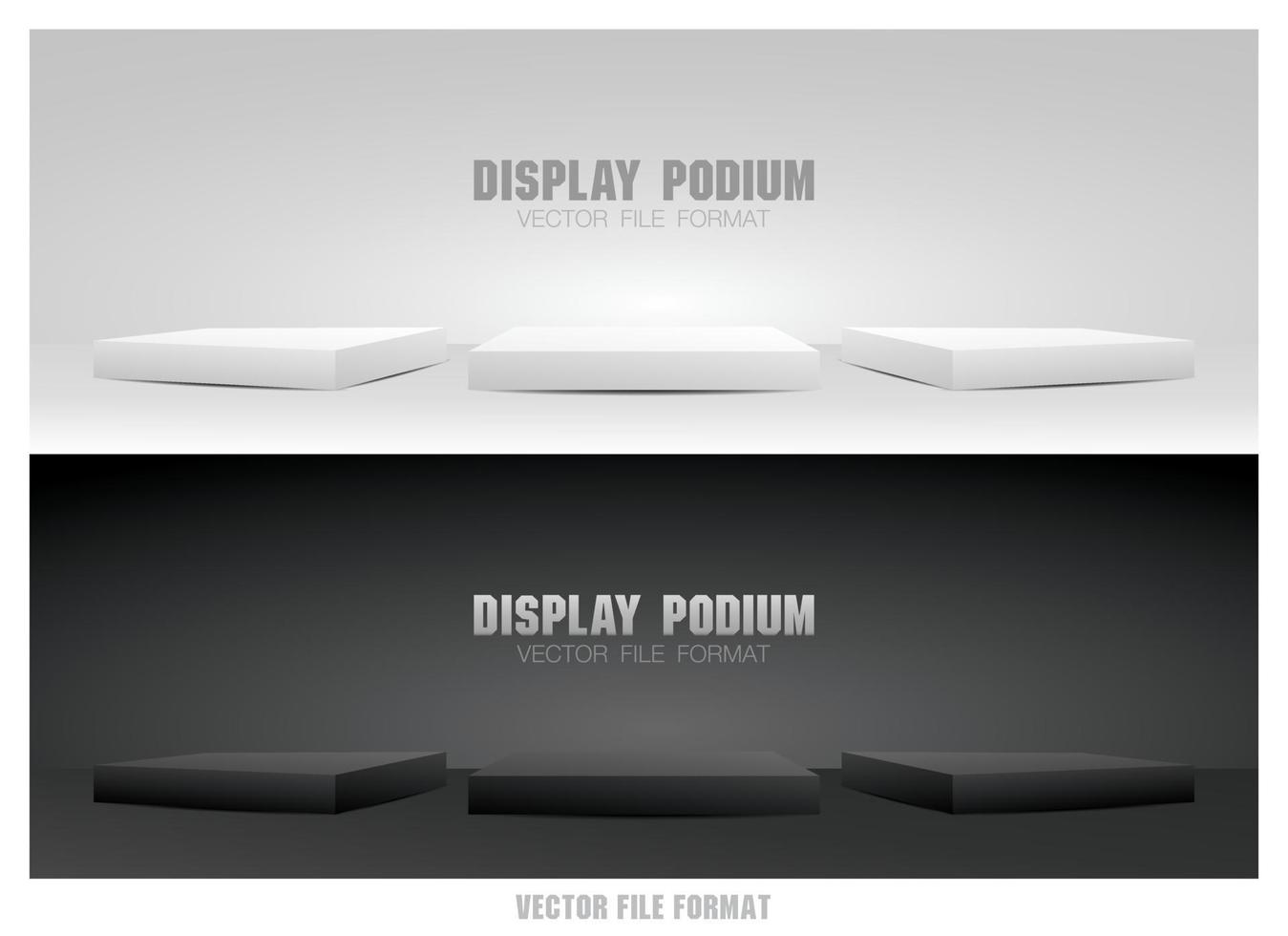 minimo bianca e nero Schermo podio impostato 3d illustrazione vettore per mettendo oggetto