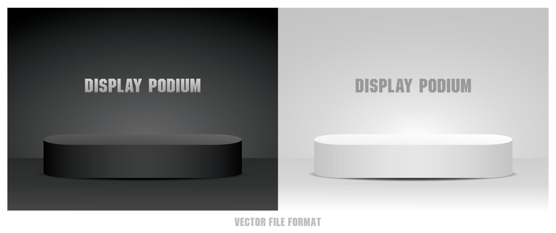 minimo largo nero e bianca podio Schermo 3d illustrazione vettore impostato per mettendo il tuo oggetto