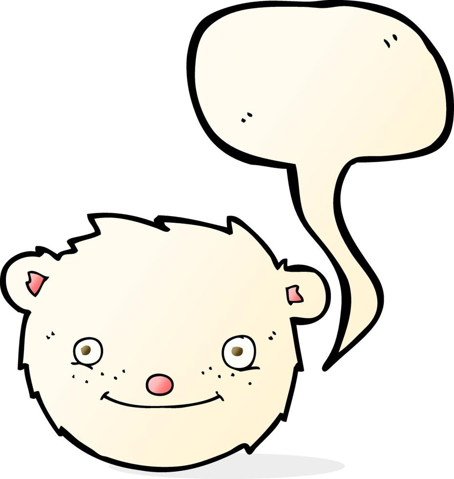 cartone animato polare orso testa con discorso bolla vettore