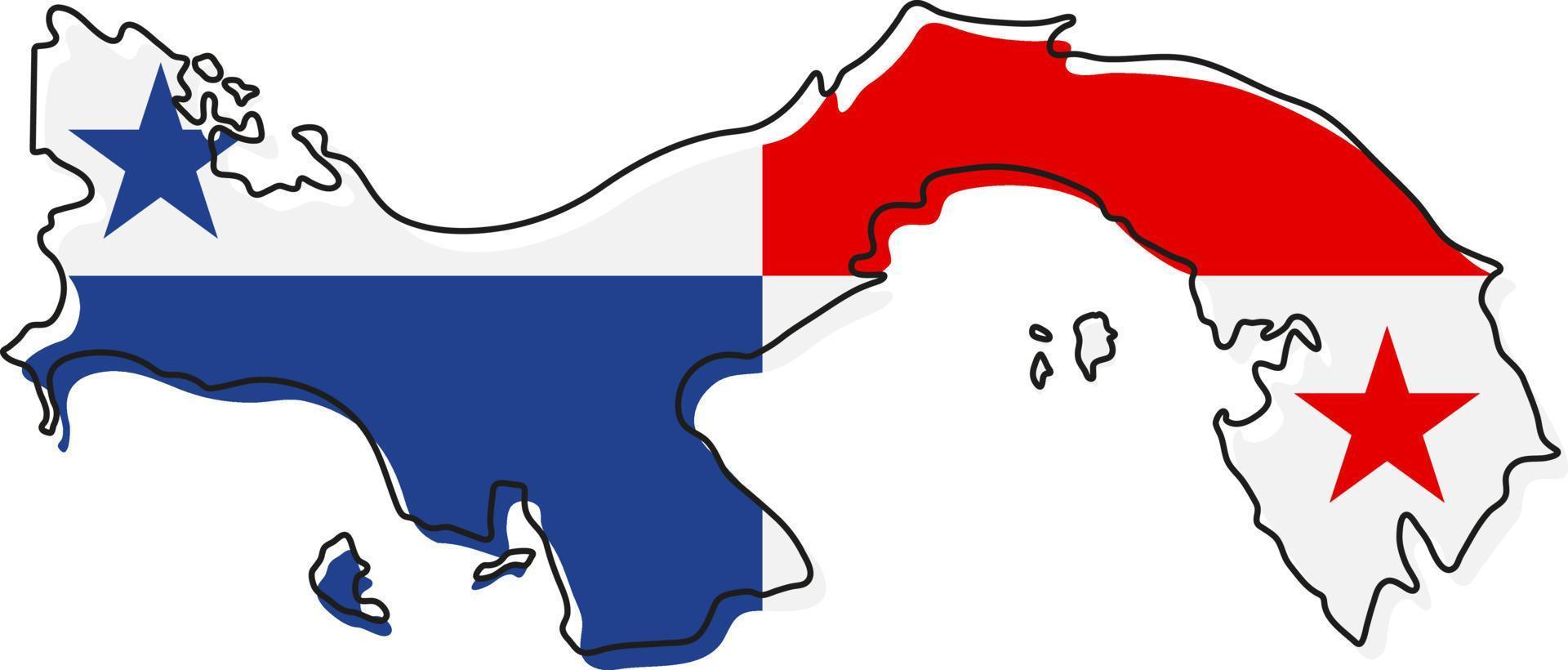 stilizzato schema carta geografica di Panama con nazionale bandiera icona. bandiera colore carta geografica di Panama vettore illustrazione.