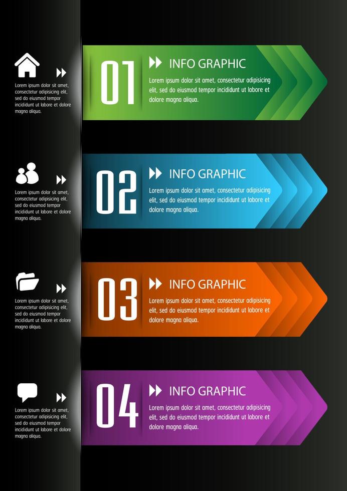 infografica colorata in 4 fasi vettore