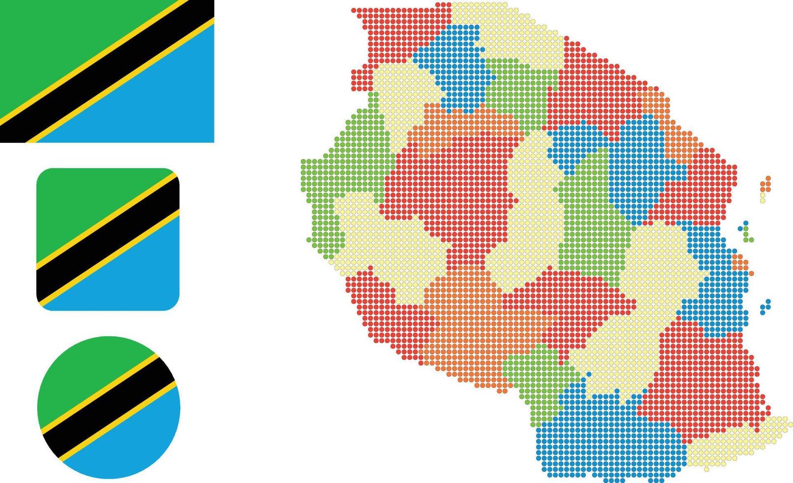 Tanzania carta geografica e bandiera piatto icona simbolo vettore illustrazione