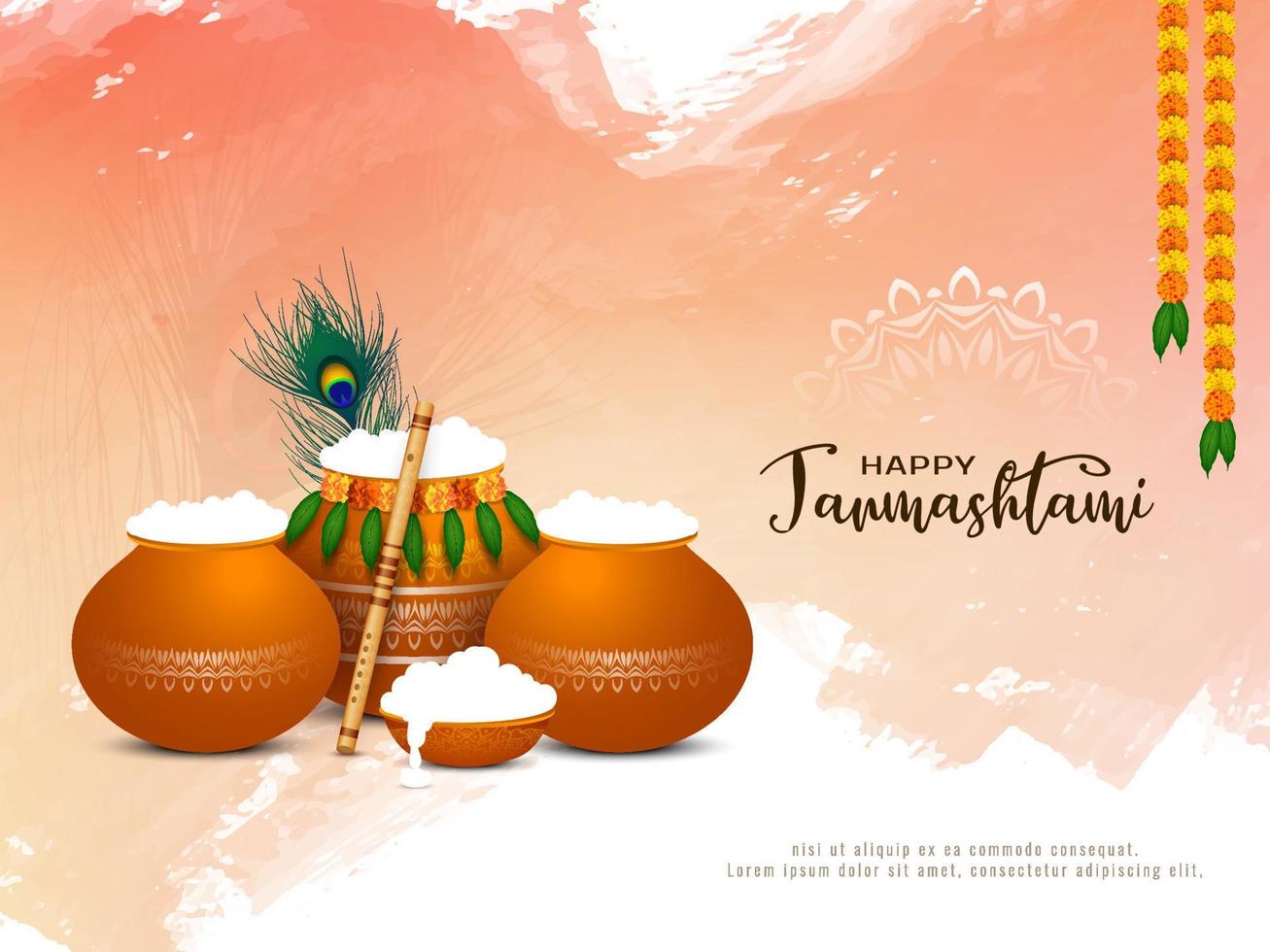 felice janmashtami indù tradizionale festival sfondo design vettore