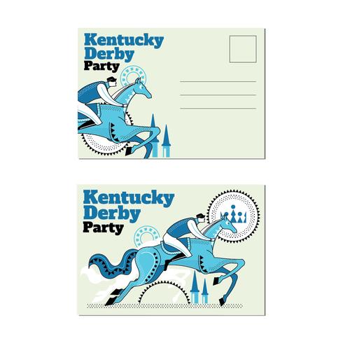 Cartolina di Whip con un Jokey d'annata e un cavallo in Kentucky Derby Event vettore