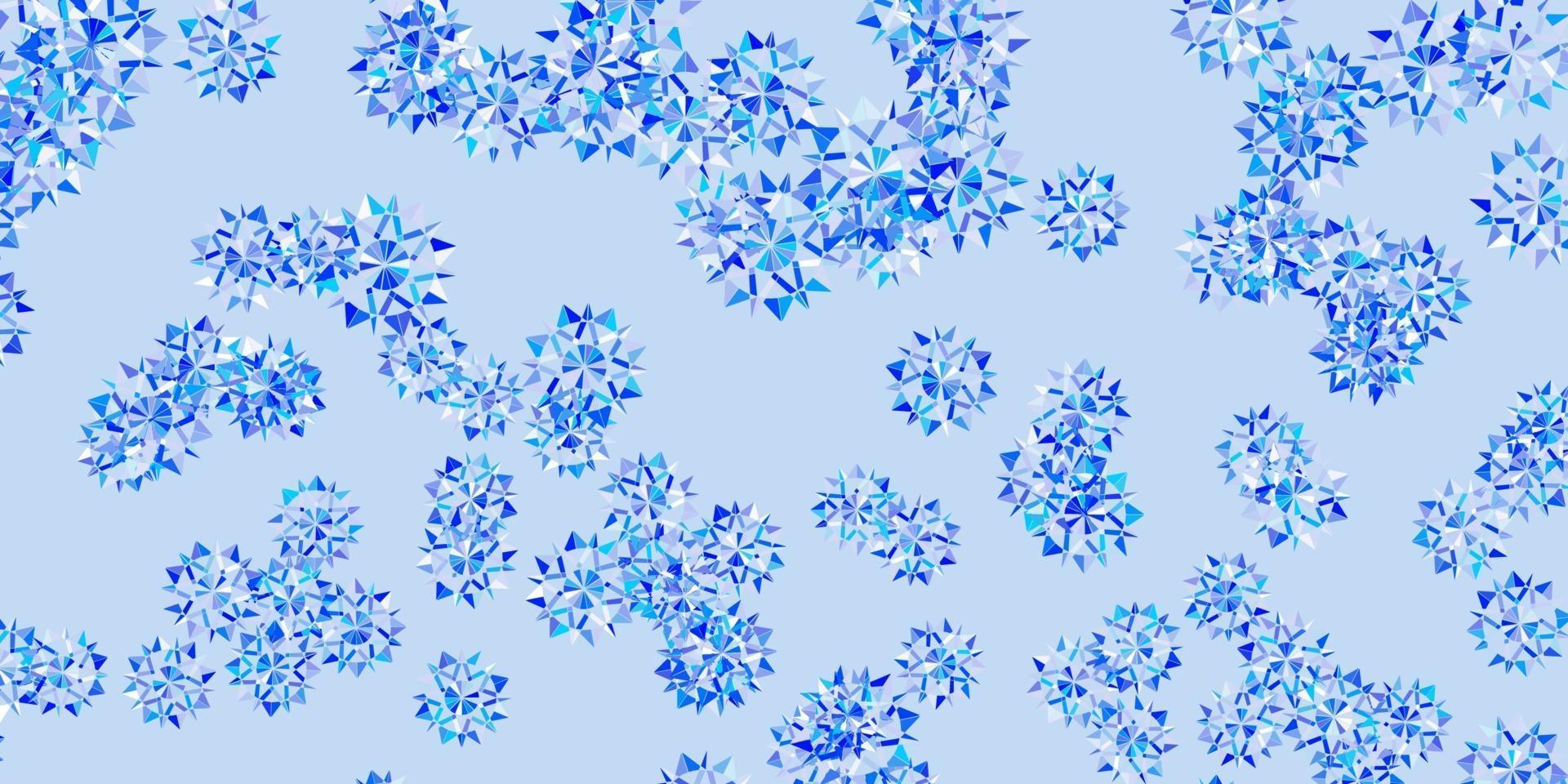 modello vettoriale azzurro con fiocchi di neve colorati.