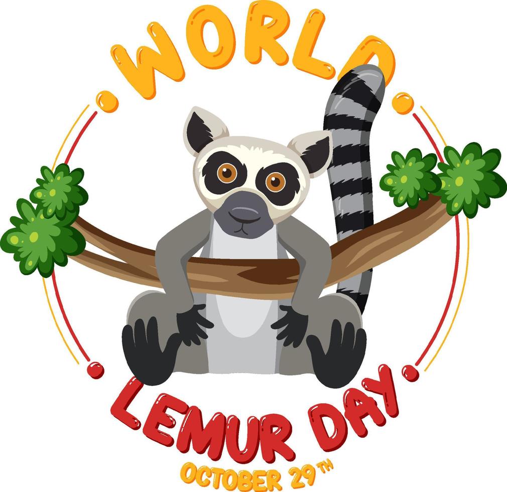 design della bandiera della giornata mondiale dei lemuri vettore