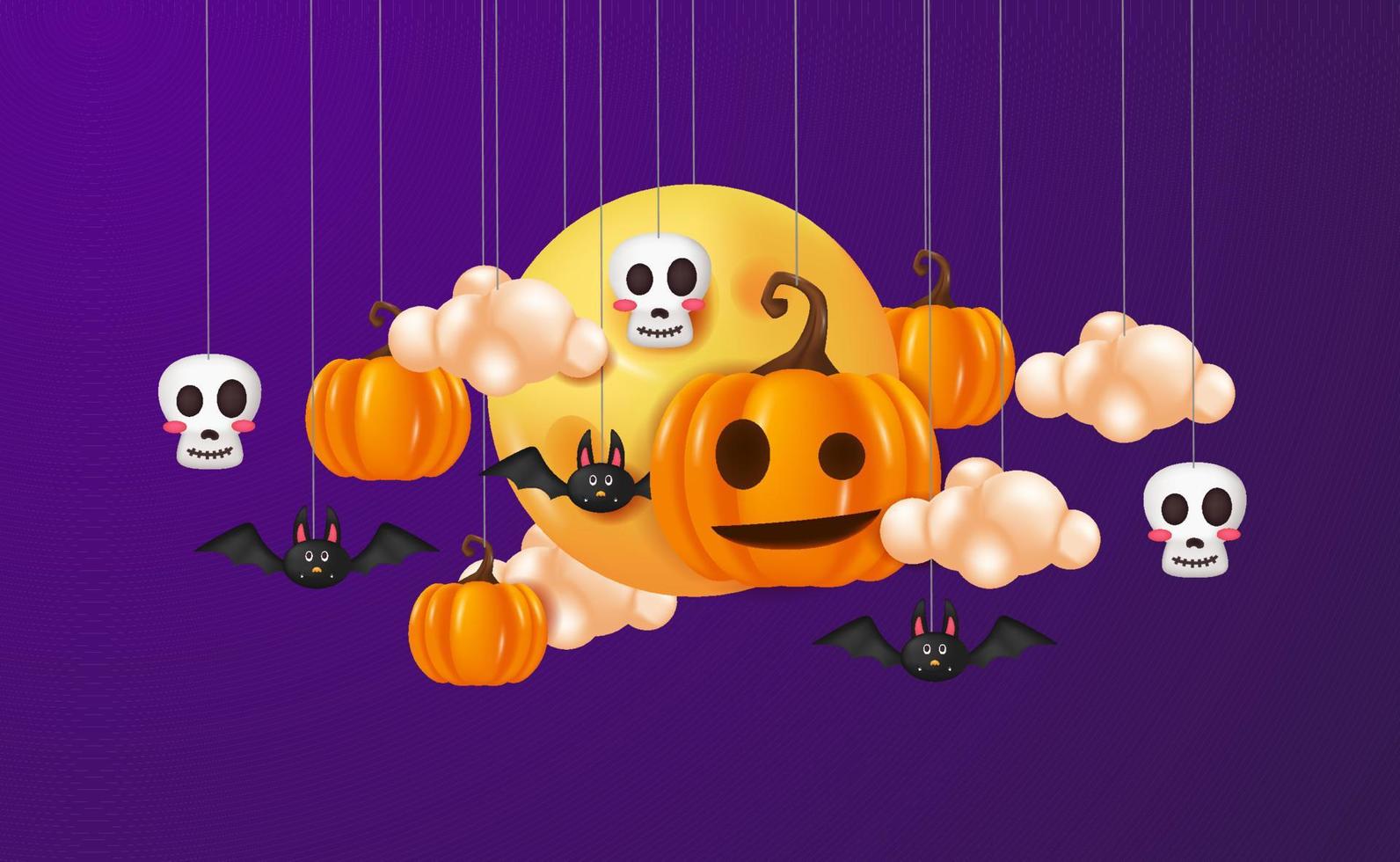 sospeso Halloween decorazione bandiera con viola notte sfondo vettore