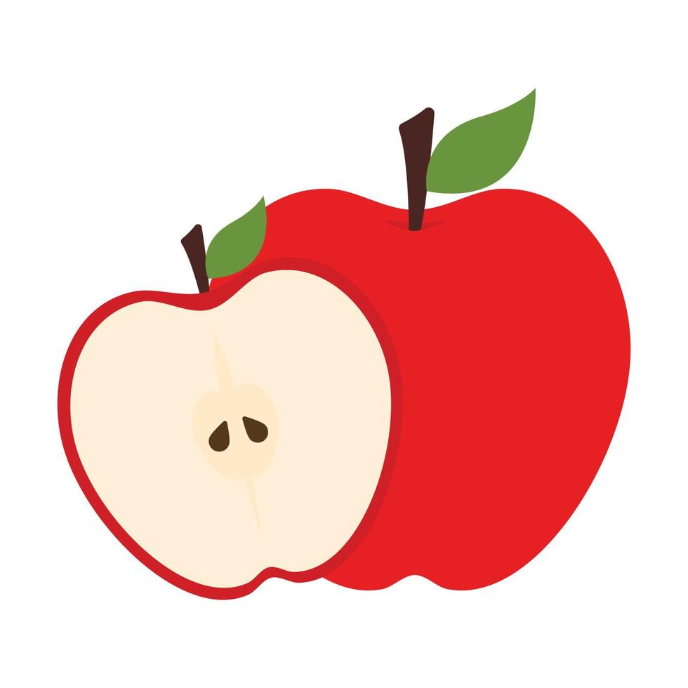 rosso fetta Mela frutta icona clipart cartone animato vettore illustrazione