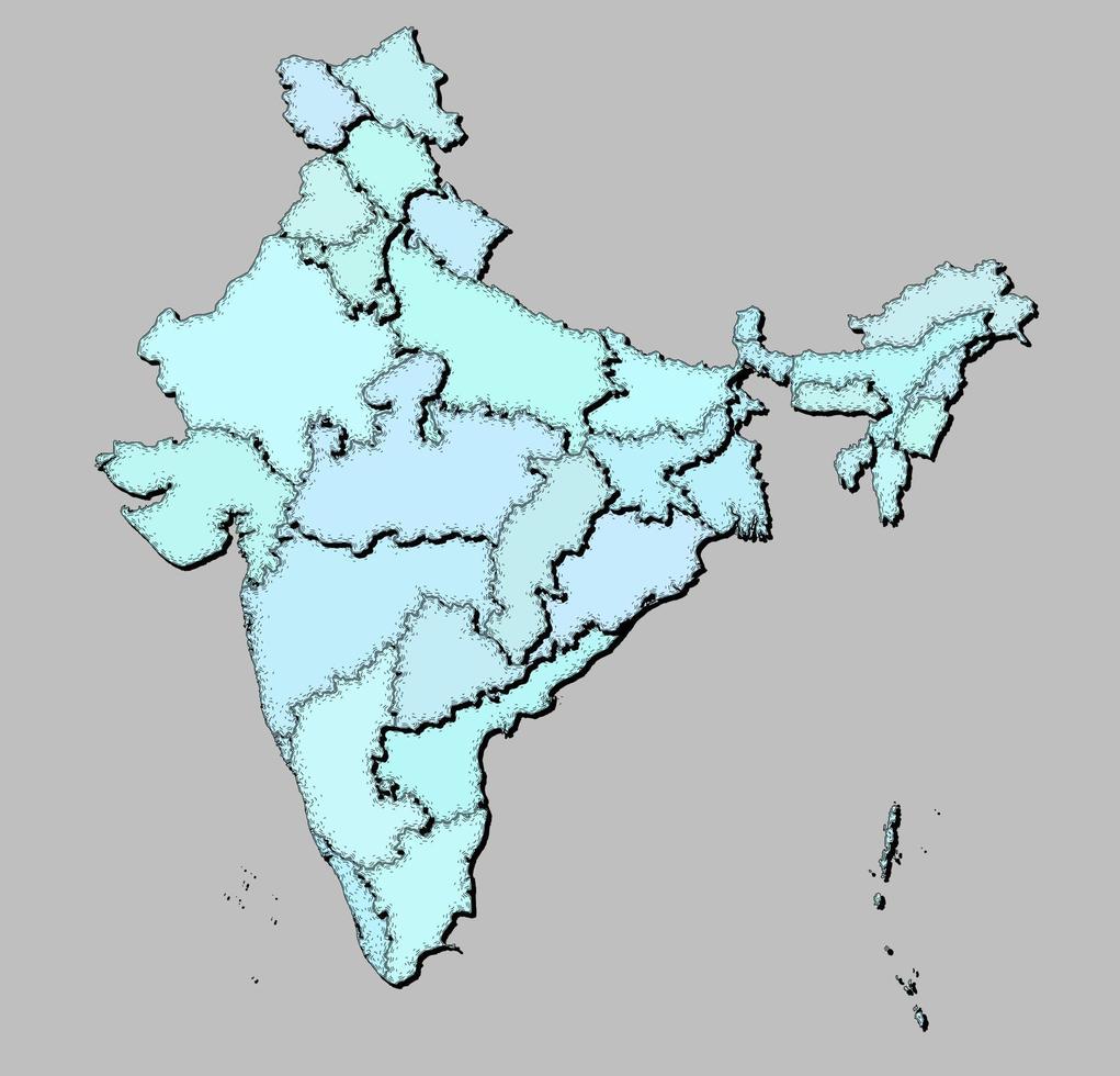 carta geografica di India con stati isolato vettore