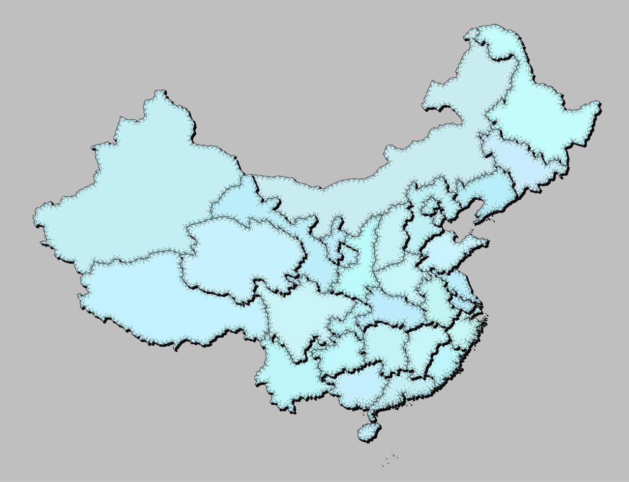 carta geografica di Cina con stati isolato vettore