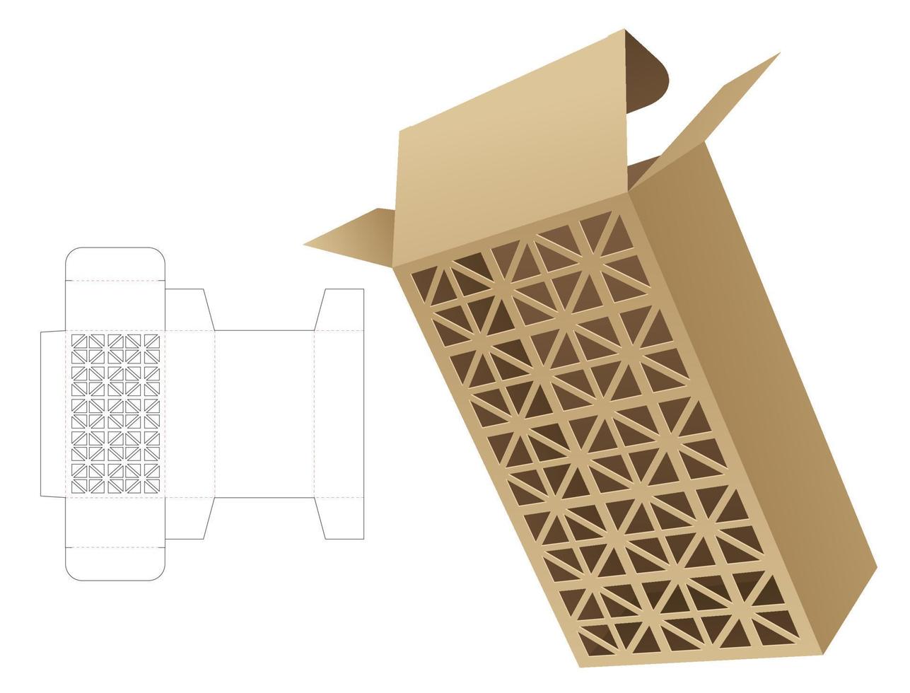 scatola con stampigliato geometrico finestra morire tagliare modello e 3d modello vettore