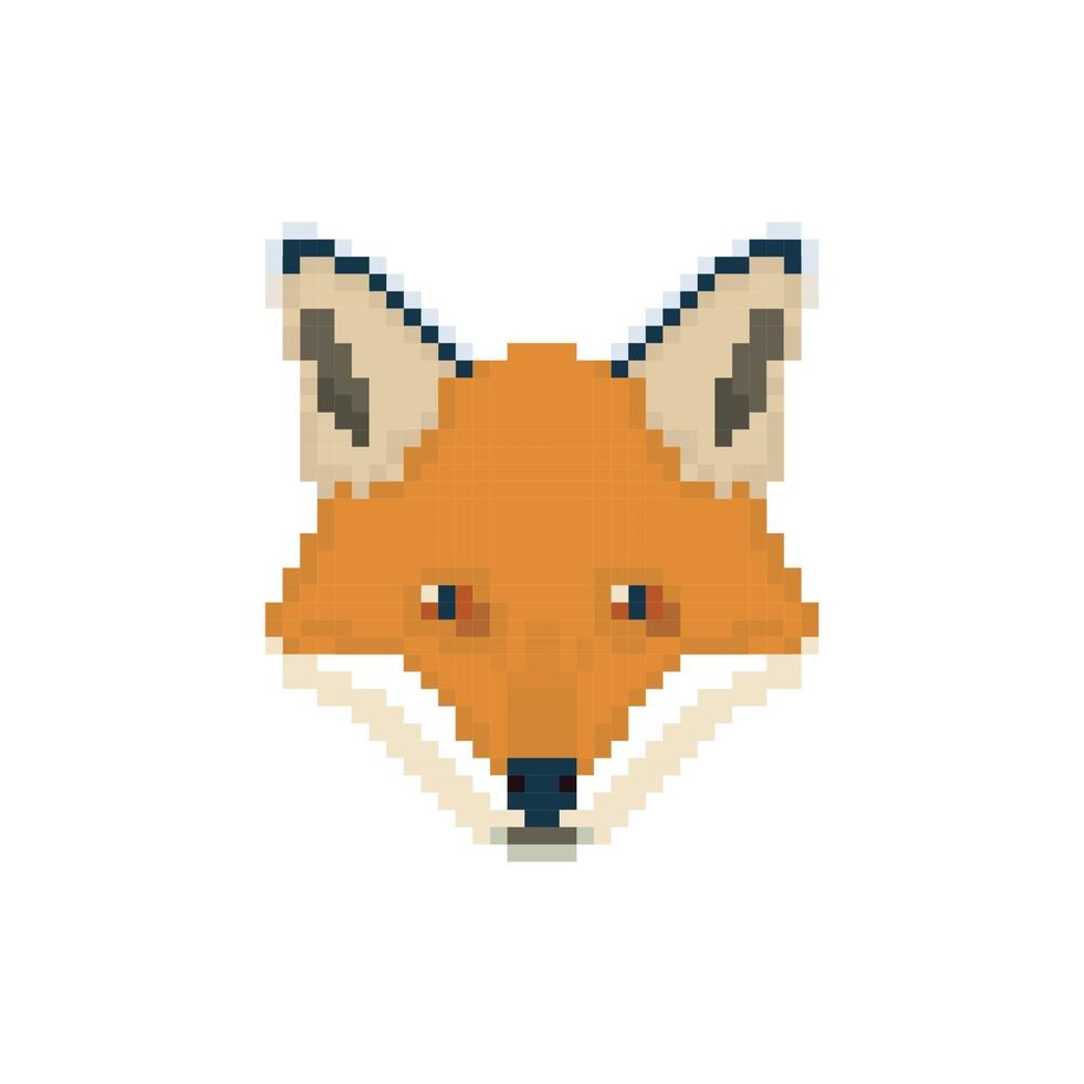 testa di volpe in stile pixel art. illustrazione vettoriale di animali selvatici.