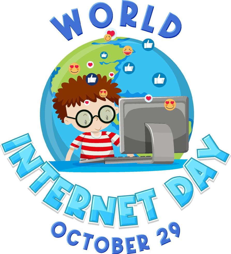 design della bandiera della giornata mondiale di Internet vettore