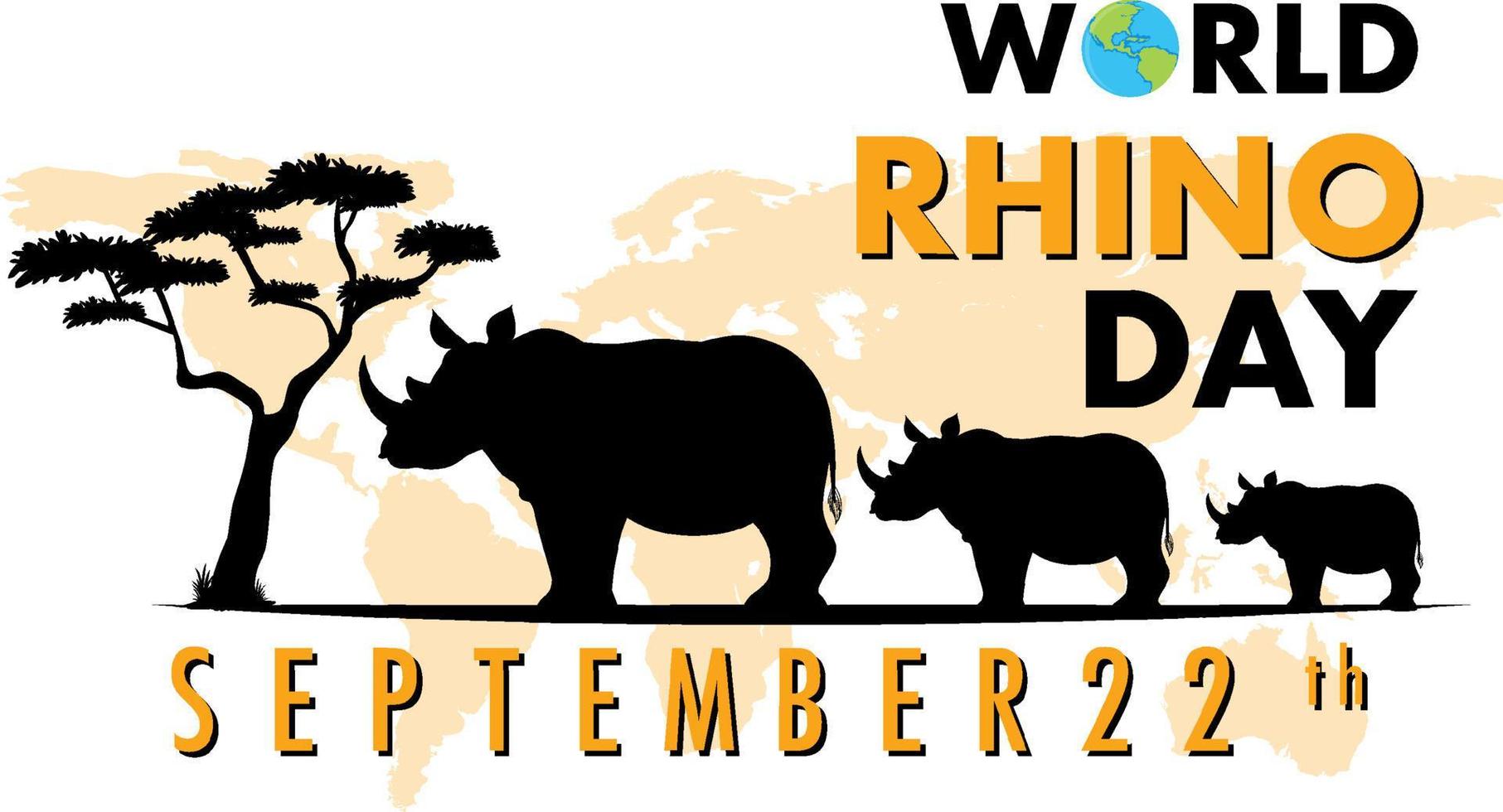 Banner della giornata mondiale del rinoceronte del 22 settembre vettore
